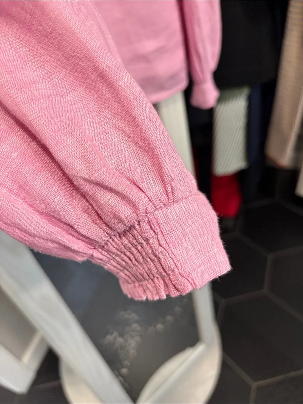 Boden Pink Ruffle-Trim V-Neck Long-Sleeve Blouse